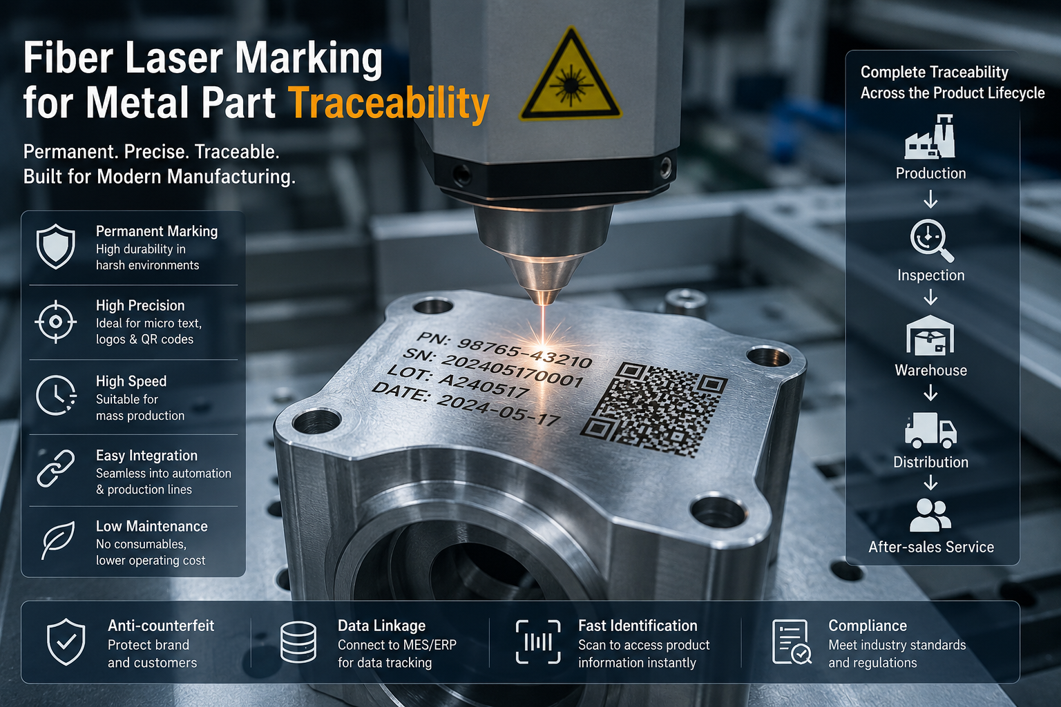 Fiber laser marking for industrial traceability