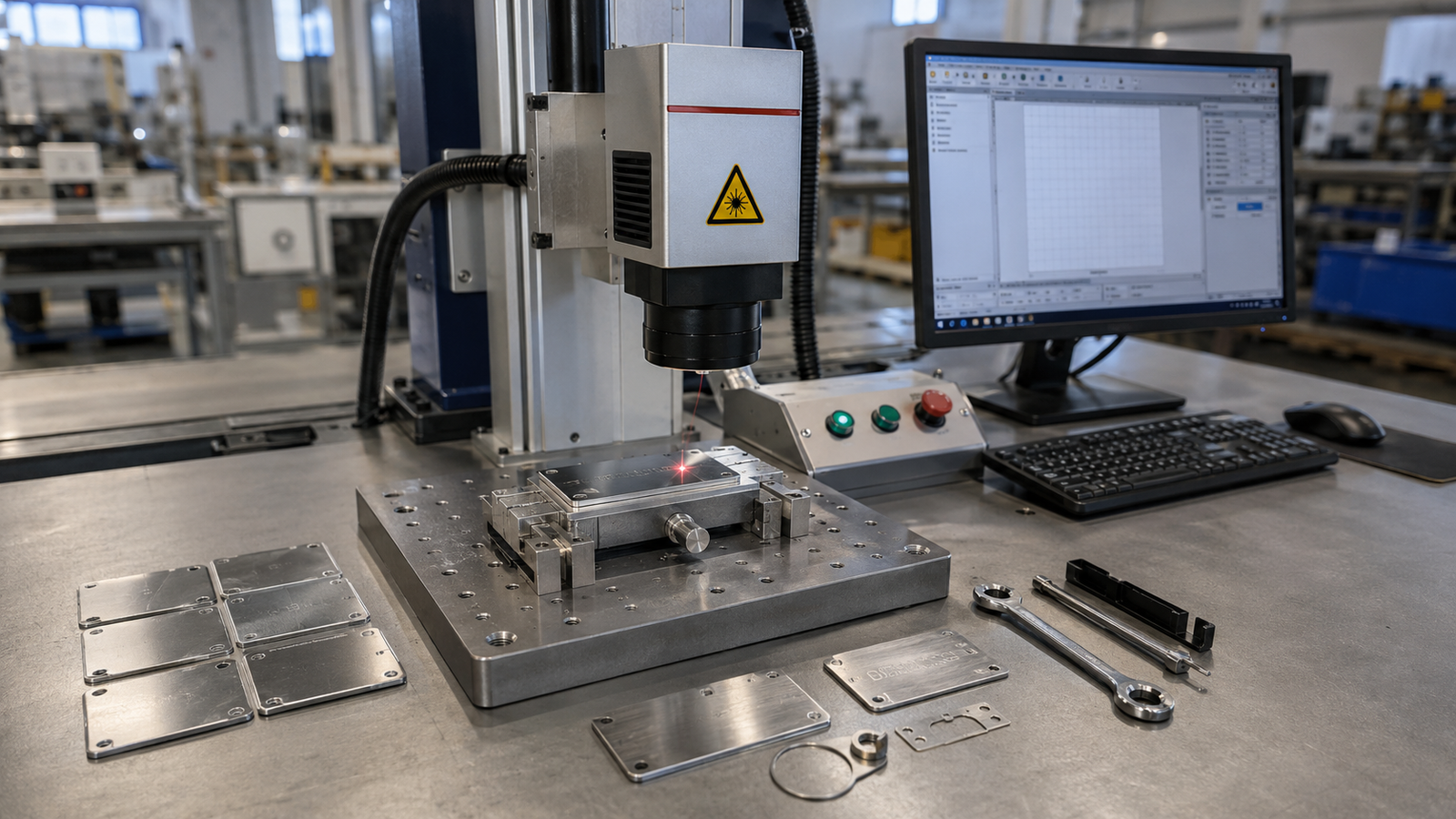 fiber laser marking machine for metal parts and industrial traceability marking