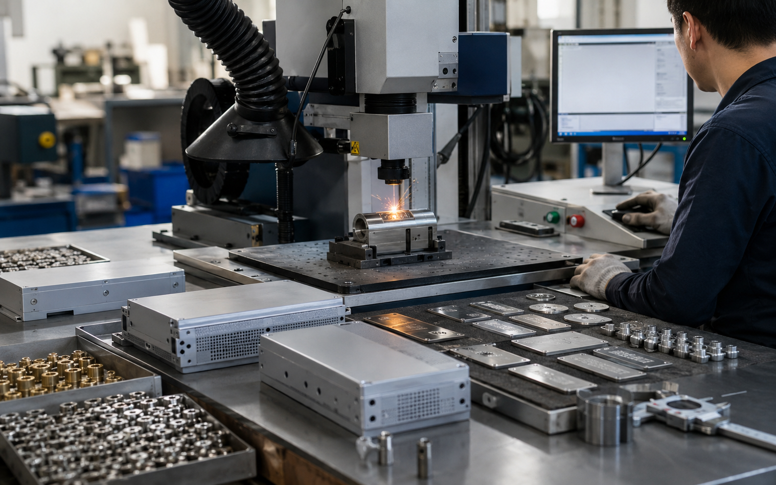 Fiber laser marking machine used by a metal engraving service provider